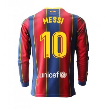 Billiga Fotbollströjor FC Barcelona Lionel Messi 10 Hemma tröja 2020/21 Långärmad